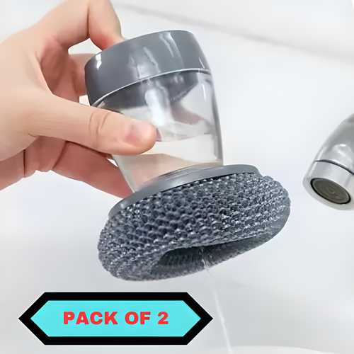 Kitchen Soap Dispensing Palm Brush (Pack of 2). Intense Dish Cleaner.
